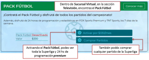 Contrata el Pack Fútbol en Sucursal Virtual de TeleCentro