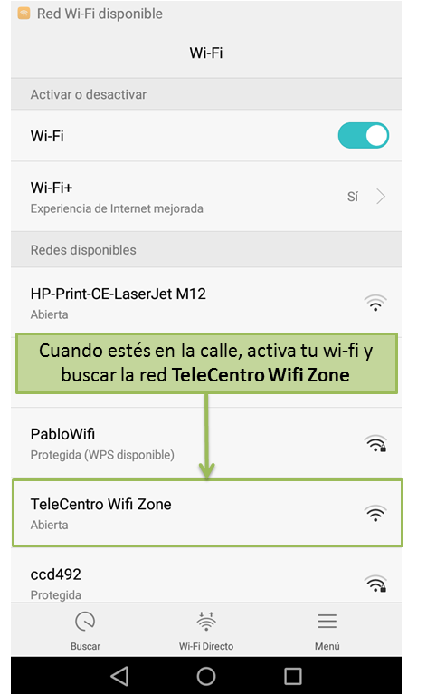 Encontra tu red TeleCentro WiFi Zone Telecentro Ayuda